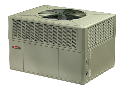 RunTru by Trane packaged HVAC unit featuring a sleek exterior with ventilation panels